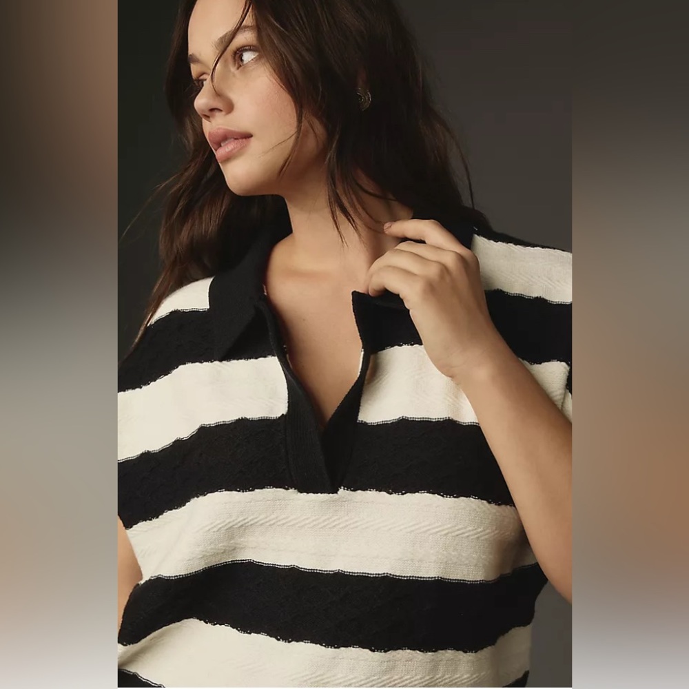 Maeve Oversized Textured Collared Sweater Vest NWT